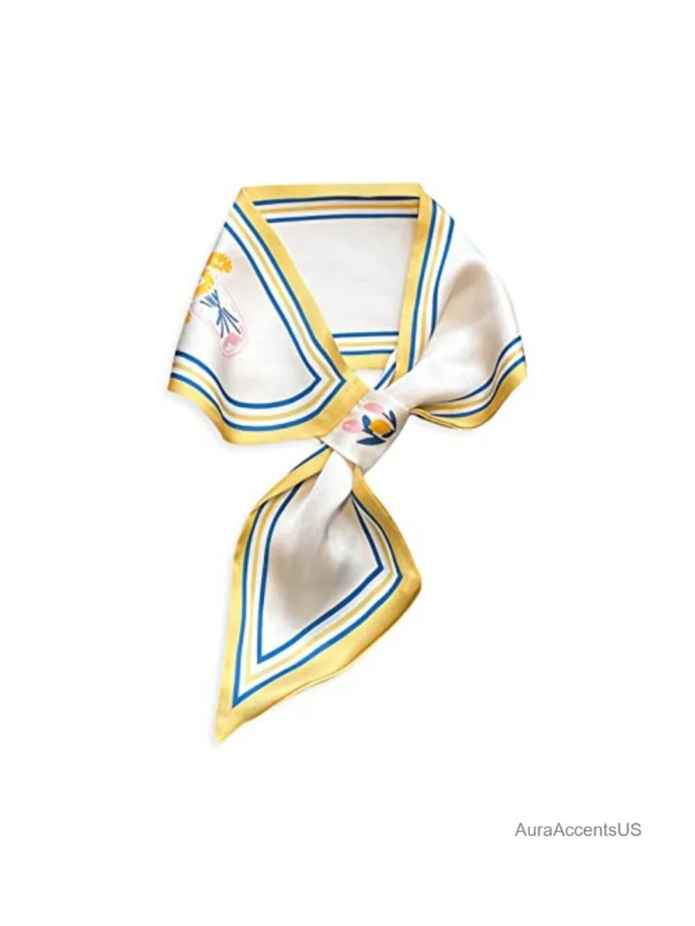 Skinny Silk Scarf Women Easy Pull-Through Narrow Long Neckerchief French Retro